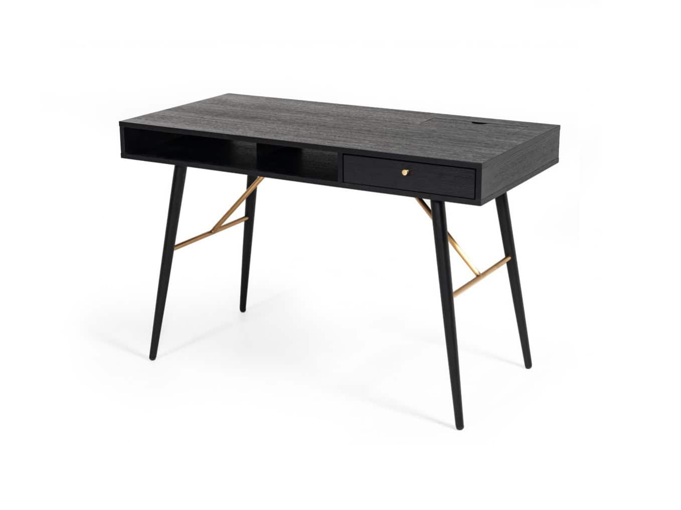 Black and Gold 46-Inch Writing Desk with Drawer 3 Black and Gold 46-Inch Writing Desk with Drawer - Image 3