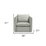 36 Inch Gray Genuine Leather Swivel Lounge Chair