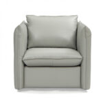 36 Inch Gray Genuine Leather Swivel Lounge Chair