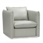 36 Inch Gray Genuine Leather Swivel Lounge Chair