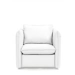 36 Inch White Leather Swivel Accent Chair With Silver Base
