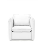 36 Inch White Leather Swivel Accent Chair With Silver Base