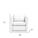 36 Inch White Leather Swivel Accent Chair With Silver Base
