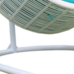 49" White Metal Swing Chair with Aqua Cushion, Indoor Outdoor