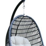 43" Beige & Black Aluminum Outdoor Swing Chair with Cushion