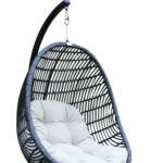 43" Beige & Black Aluminum Outdoor Swing Chair with Cushion