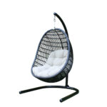43" Beige & Black Aluminum Outdoor Swing Chair with Cushion