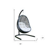 43" Beige & Black Aluminum Outdoor Swing Chair with Cushion