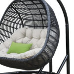 69" Beige and Black Aluminum Armless Indoor Outdoor Swing Chair