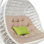 69" Beige and White Metal Swing Chair with Beige Cushion