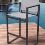 23" Gray and Black Modern Metal Bar Stool