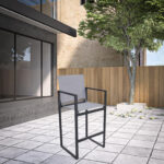 23" Gray and Black Modern Metal Bar Stool