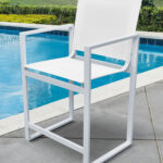 23" White Metal Director Chair, Sling Seat Bar Stool
