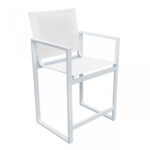 23" White Metal Director Chair, Sling Seat Bar Stool