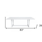 83" White Aluminum Rectangular Outdoor Dining Table