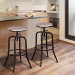 30-Inch Adjustable Backless Swivel Bar Stools Natural Wood (Set of 2)