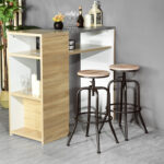 30-Inch Adjustable Backless Swivel Bar Stools Natural Wood (Set of 2)