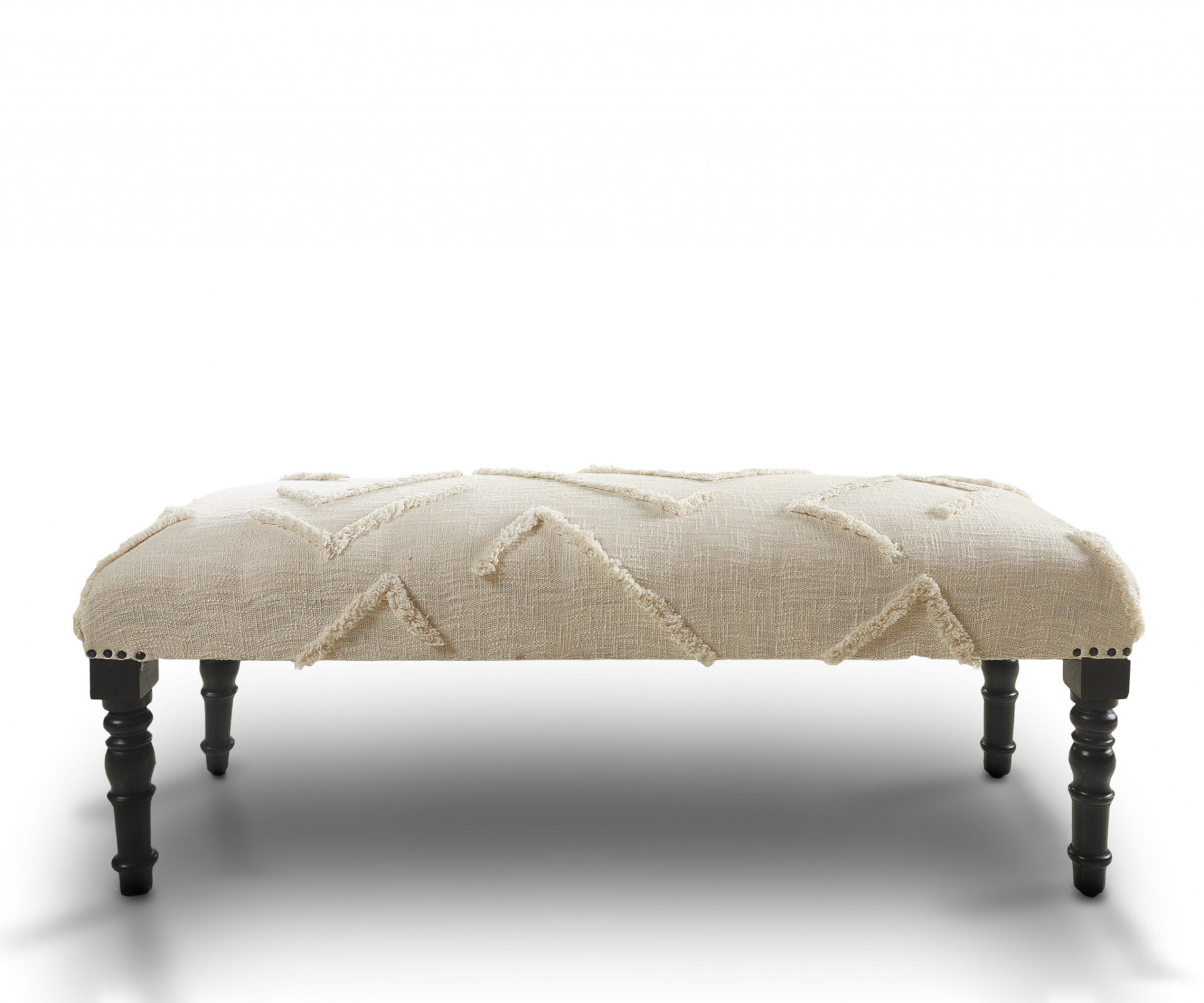 47" Cream Bohemian Upholstered Bench with Abstract Design 1 47" Cream Bohemian Upholstered Bench with Abstract Design