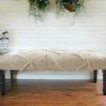 47" Cream Bohemian Upholstered Bench with Abstract Design 11 47" Cream Bohemian Upholstered Bench with Abstract Design