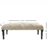 47" Cream Bohemian Upholstered Bench with Abstract Design 18 47" Cream Bohemian Upholstered Bench with Abstract Design