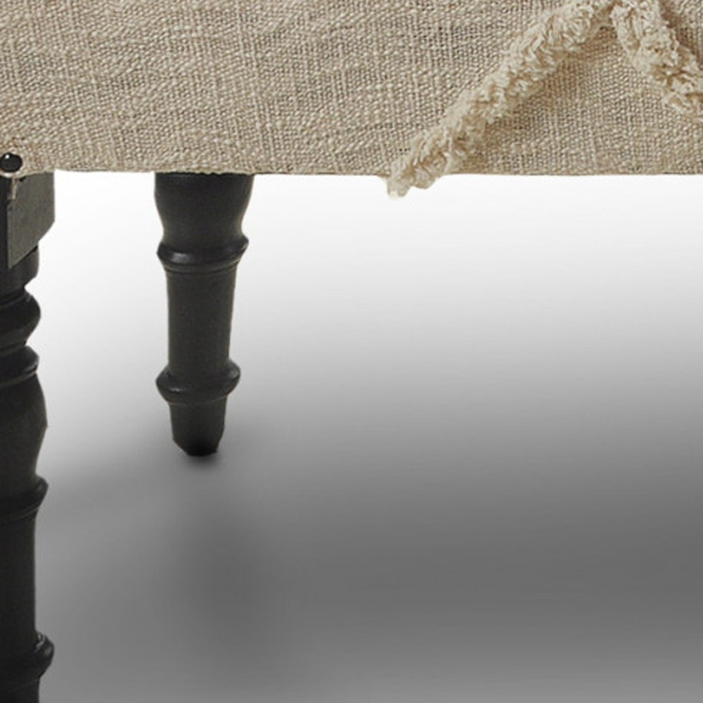 47" Cream Bohemian Upholstered Bench with Abstract Design 5 47" Cream Bohemian Upholstered Bench with Abstract Design - Image 5