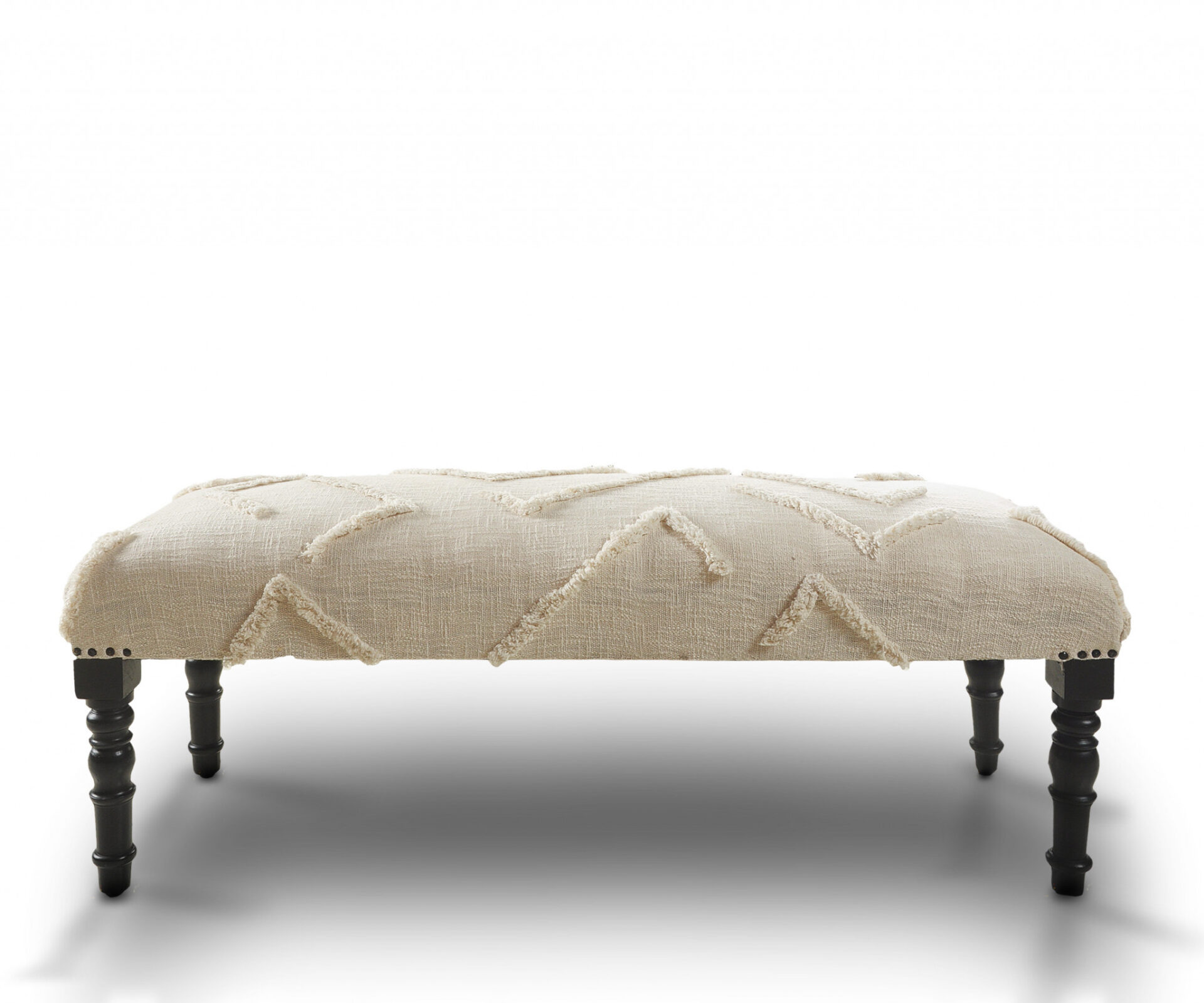 47" Cream Bohemian Upholstered Bench with Abstract Design 4 47" Cream Bohemian Upholstered Bench with Abstract Design - Image 4
