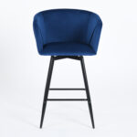 28 Inch Blue Velvet and Steel Modern Bar Stools (Set of 2)
