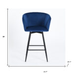 28 Inch Blue Velvet and Steel Modern Bar Stools (Set of 2)