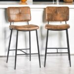 27 Inch Brown Faux Leather and Steel Bar Stools (Set of 2) 11 27 Inch Brown Faux Leather and Steel Bar Stools (Set of 2)