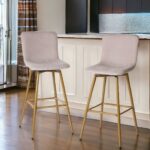 29 Inch Aqua and Gold Modern Bar Stools Set of 2