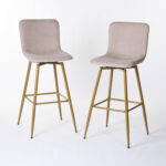 29 Inch Aqua and Gold Modern Bar Stools Set of 2