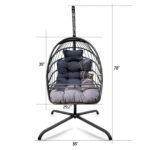 38" Slate Gray Metal Indoor Outdoor Swing Chair with Cushion