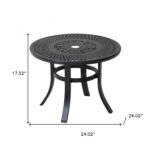 24" Black Round Metal Outdoor Bistro Table With Umbrella Hole