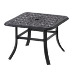 24" Black Square Metal Outdoor Bistro Table With Umbrella Hole 5 24" Black Square Metal Outdoor Bistro Table With Umbrella Hole
