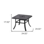 24" Black Square Metal Outdoor Bistro Table With Umbrella Hole 6 24" Black Square Metal Outdoor Bistro Table With Umbrella Hole