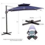 11' Navy Blue Round Tilt Cantilever Patio Umbrella With Stand