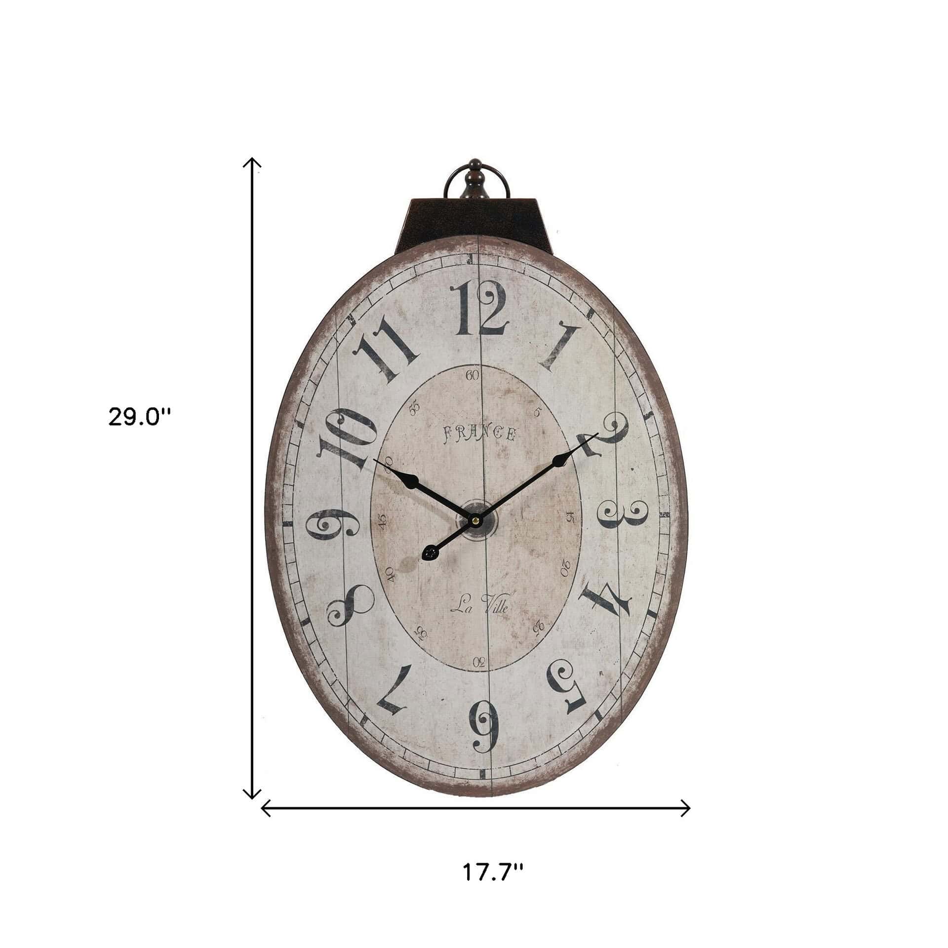 Oval Ivory Vintage-Style 18-Inch Analog Wall Clock 14 Oval Ivory Vintage-Style 18-Inch Analog Wall Clock