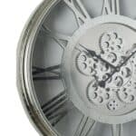 Silver Metal and Glass Exposed Gear Wall Clock 21 Inch