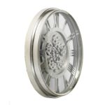 Silver Metal and Glass Exposed Gear Wall Clock 21 Inch