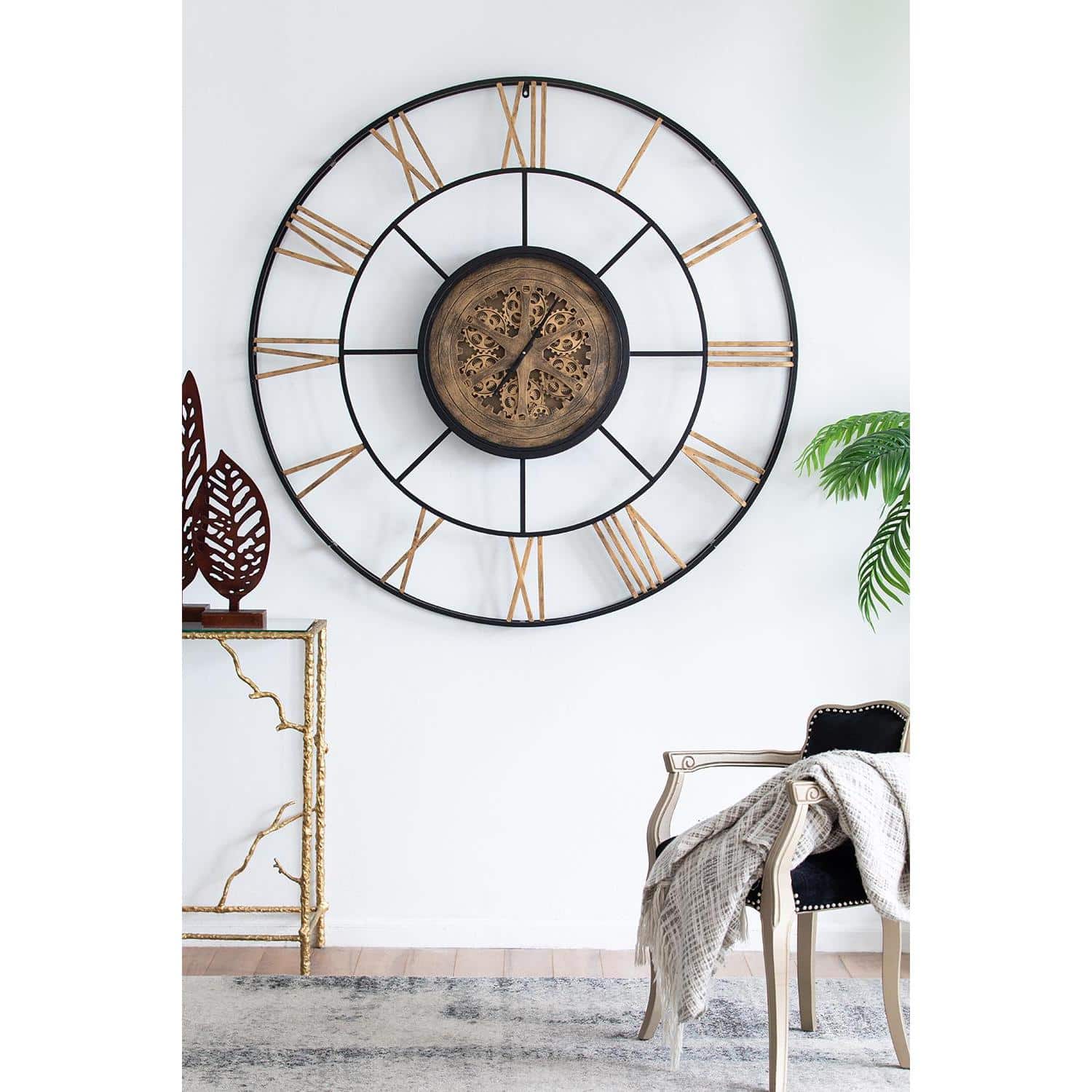56 Inch Copper Glass Wall Clock with Exposed Gears 8 56 Inch Copper Glass Wall Clock with Exposed Gears - Image 8