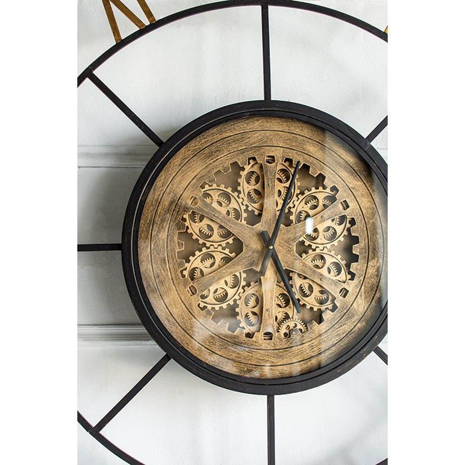 56 Inch Copper Glass Wall Clock with Exposed Gears 5 56 Inch Copper Glass Wall Clock with Exposed Gears - Image 5