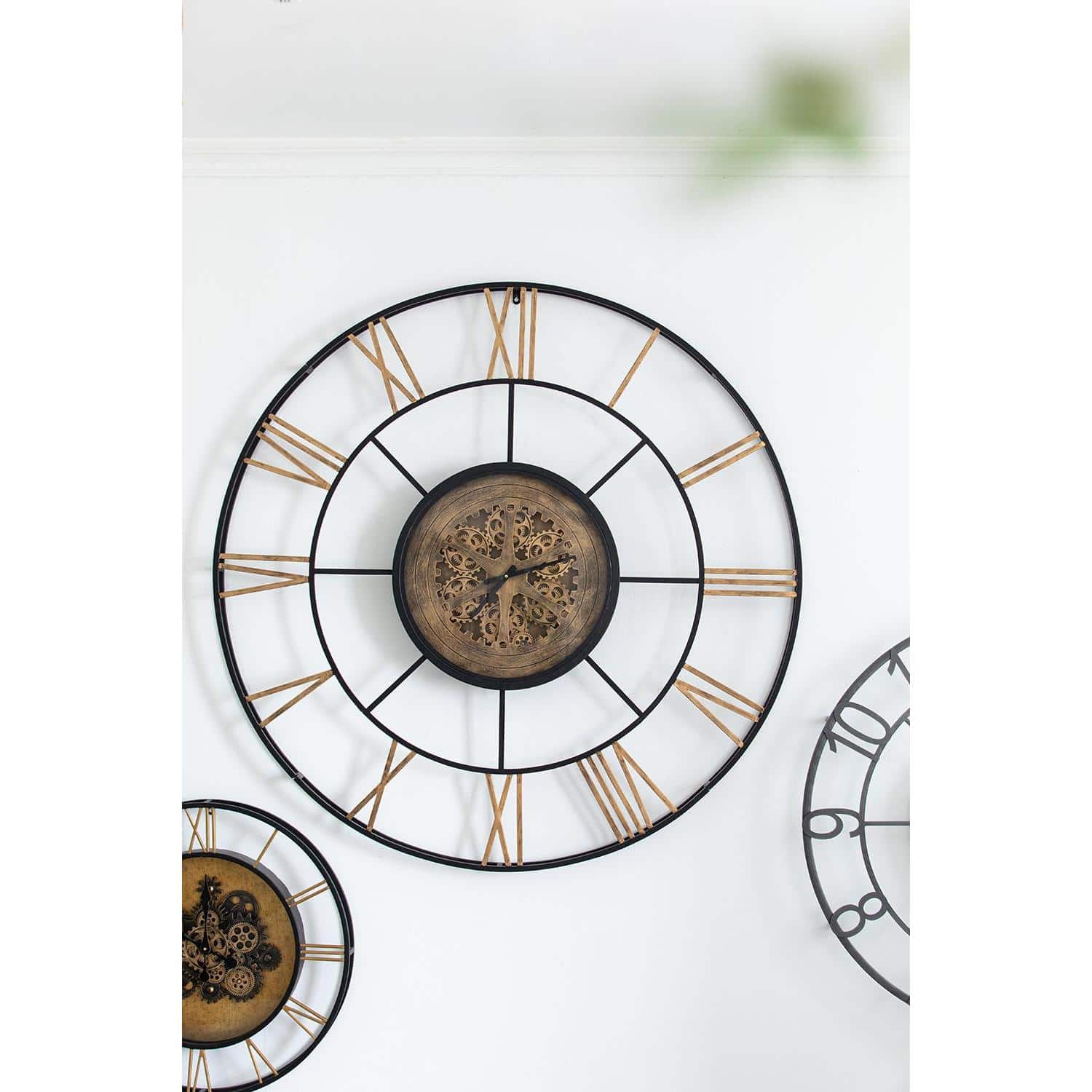 56 Inch Copper Glass Wall Clock with Exposed Gears 4 56 Inch Copper Glass Wall Clock with Exposed Gears - Image 4