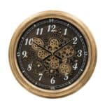 21 Inch Black and Gold Exposed Gear Wall Clock