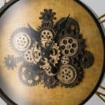21 Inch Black and Gold Exposed Gear Wall Clock