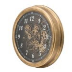 21 Inch Black and Gold Exposed Gear Wall Clock