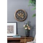 21 Inch Black and Gold Exposed Gear Wall Clock