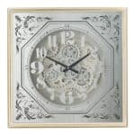 Square Gold and Silver Mirrored Gear Wall Clock 24 Inch