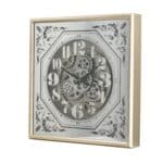 Square Gold and Silver Mirrored Gear Wall Clock 24 Inch