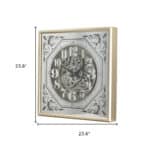 Square Gold and Silver Mirrored Gear Wall Clock 24 Inch