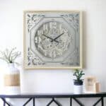 Square Gold and Silver Mirrored Gear Wall Clock 24 Inch